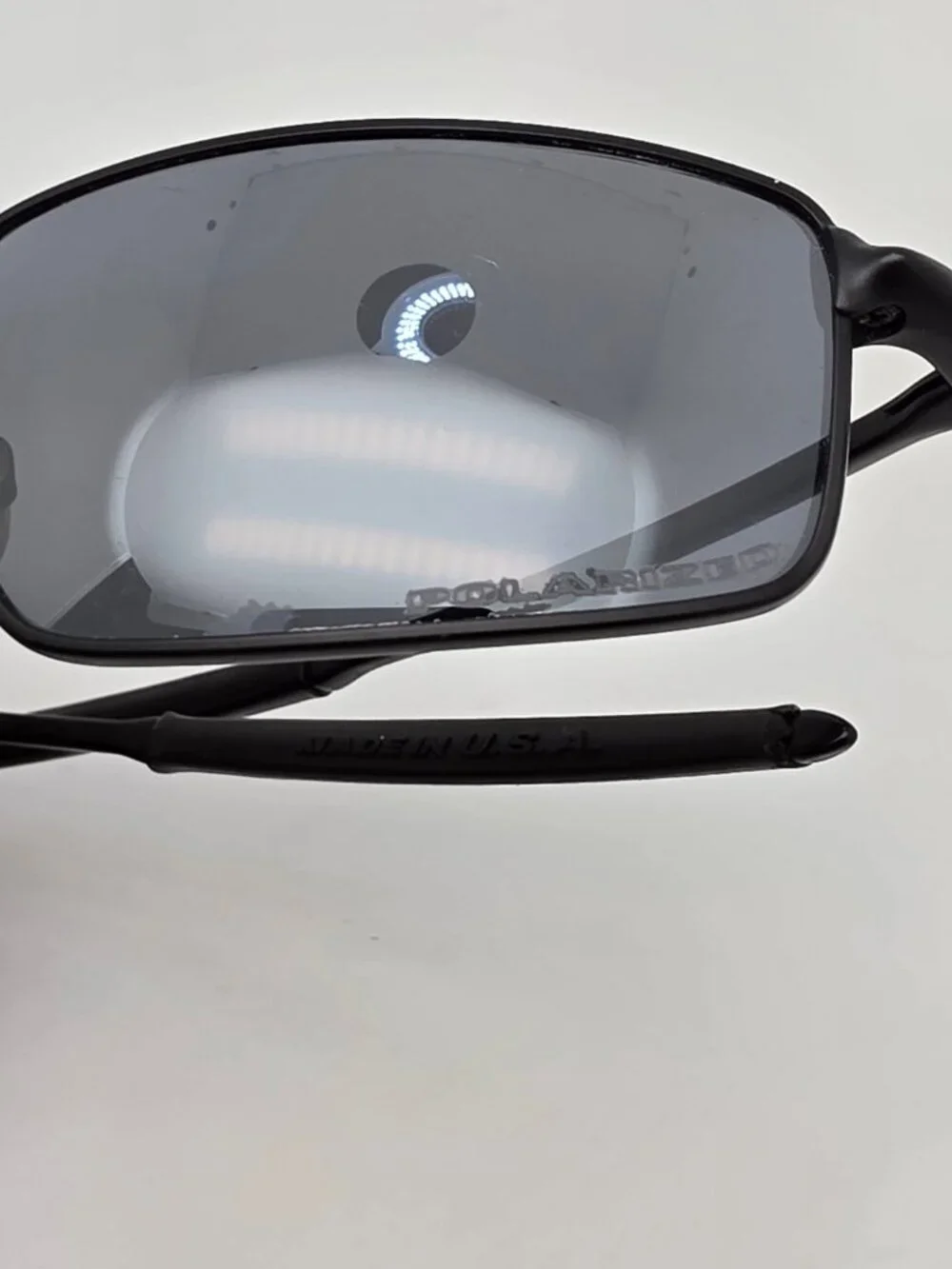 Oakley 12-877 New Square Wire I Black Frame Polarized Black Iridium Sunglasses